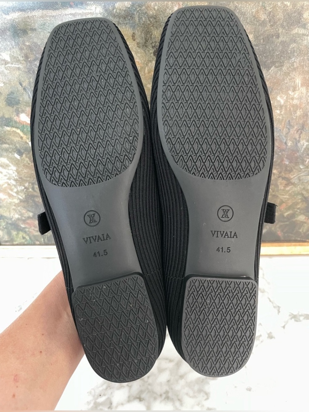 VIVAIA Margot Mary Jane Square Toe Flats Black Sz 10 (41.5) Sustainable Slip on - Picture 8 of 10
